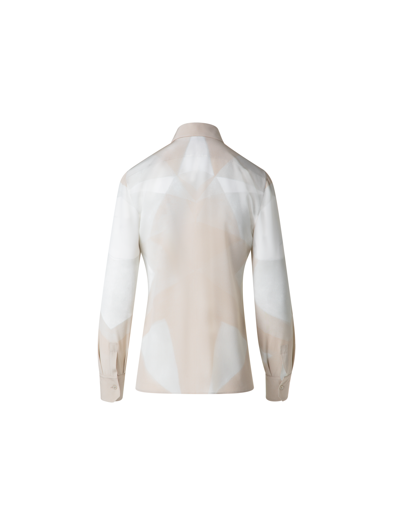 Designer Seidenbluse mit Chiaroscuro Druck - Bunt - Ecru - Beige - Weiss