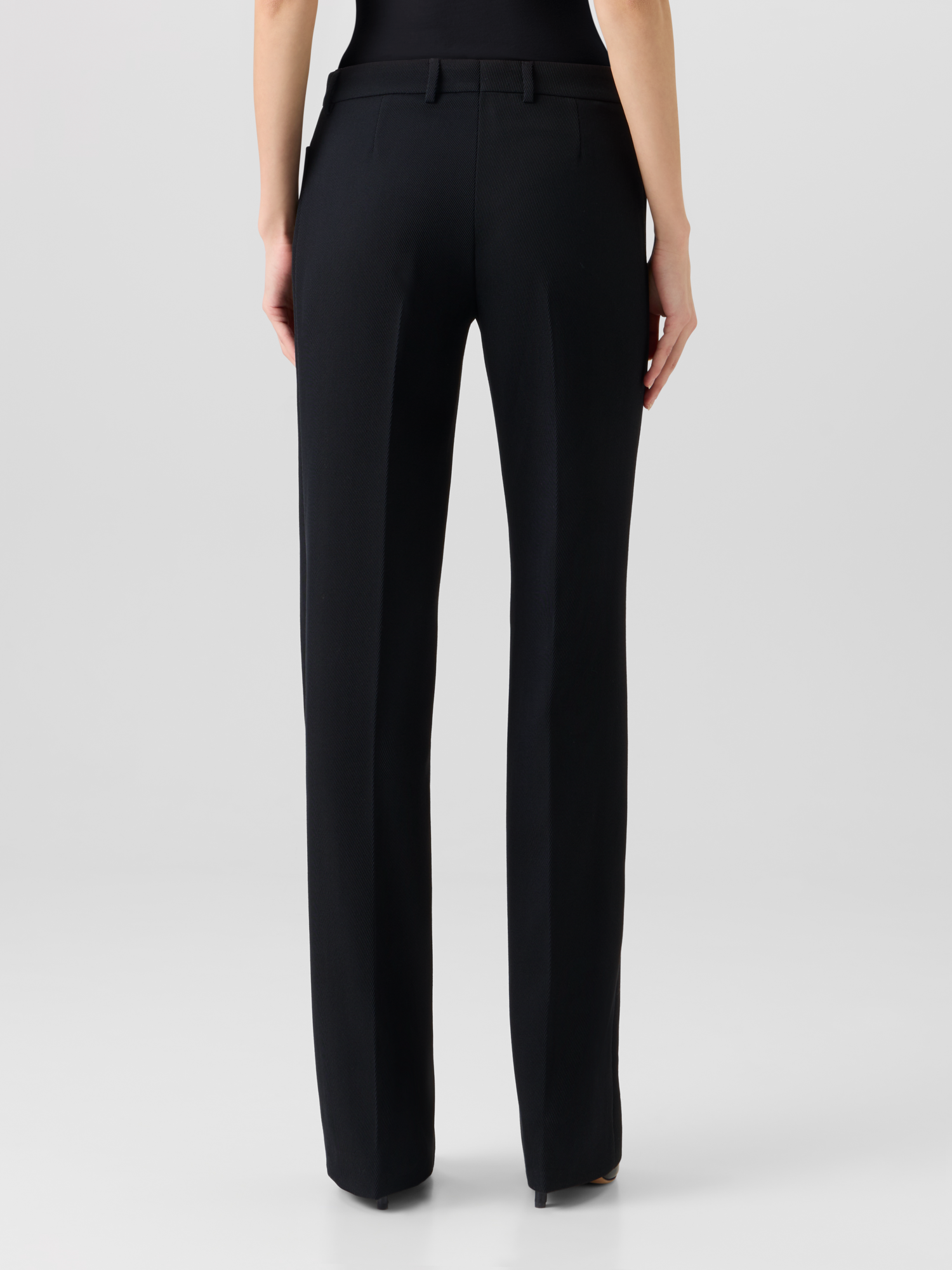 Designer Mikka Straight-Leg Hose aus Woll-Tricotine - Schwarz 