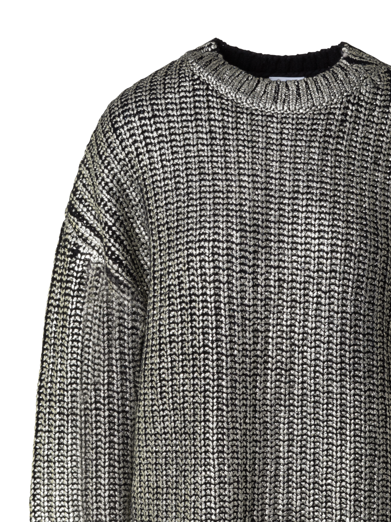 Designer Strickpullover aus goldbeschichtetem Cashwool - Schwarz - Gold