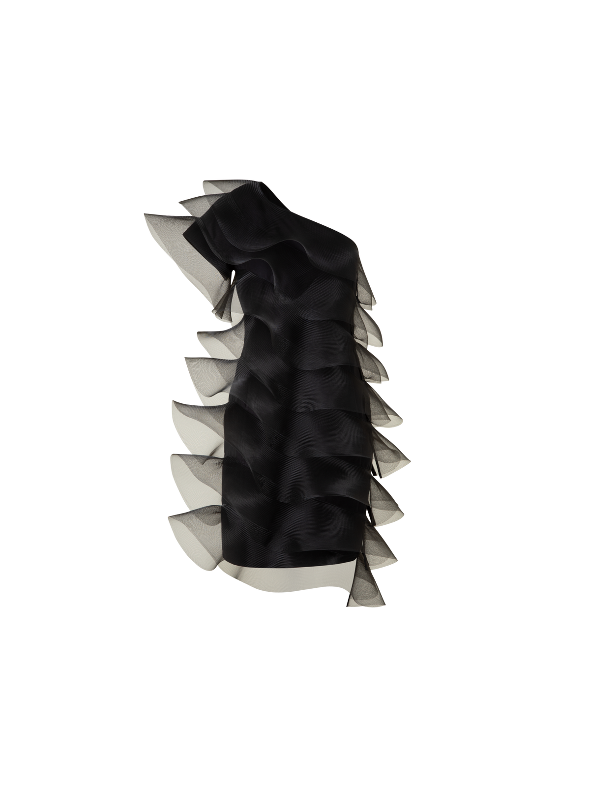 Designer Baumwoll-Seiden-Cocktailkleid mit Wellen - Schwarz