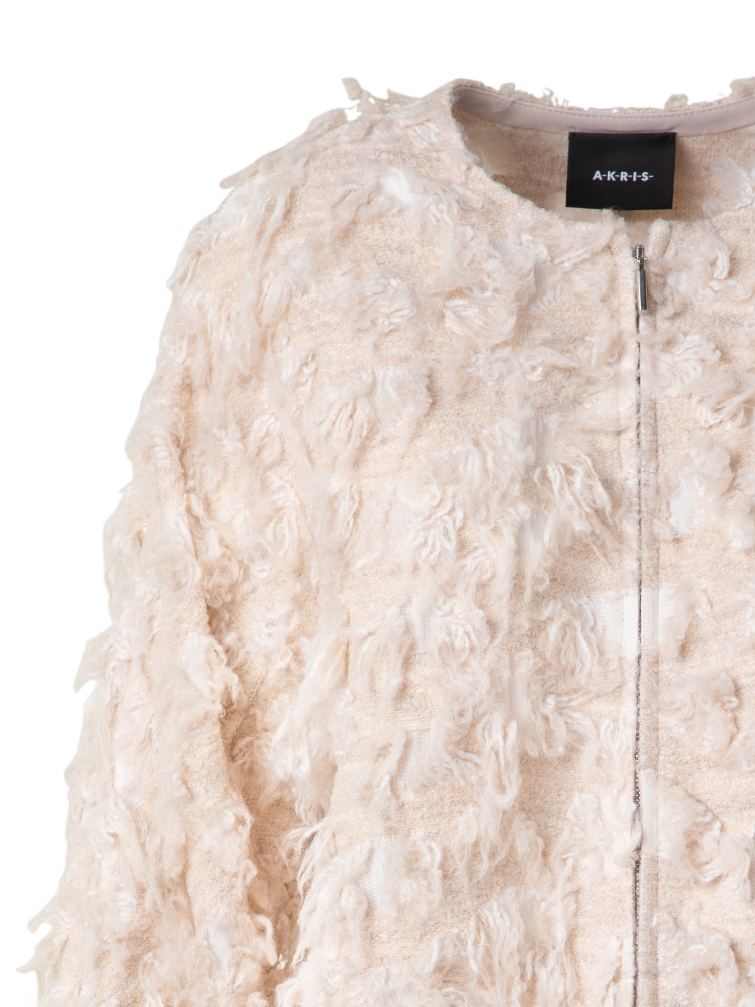 Designer Kurze Jacke in 3D Jacquard - Beige