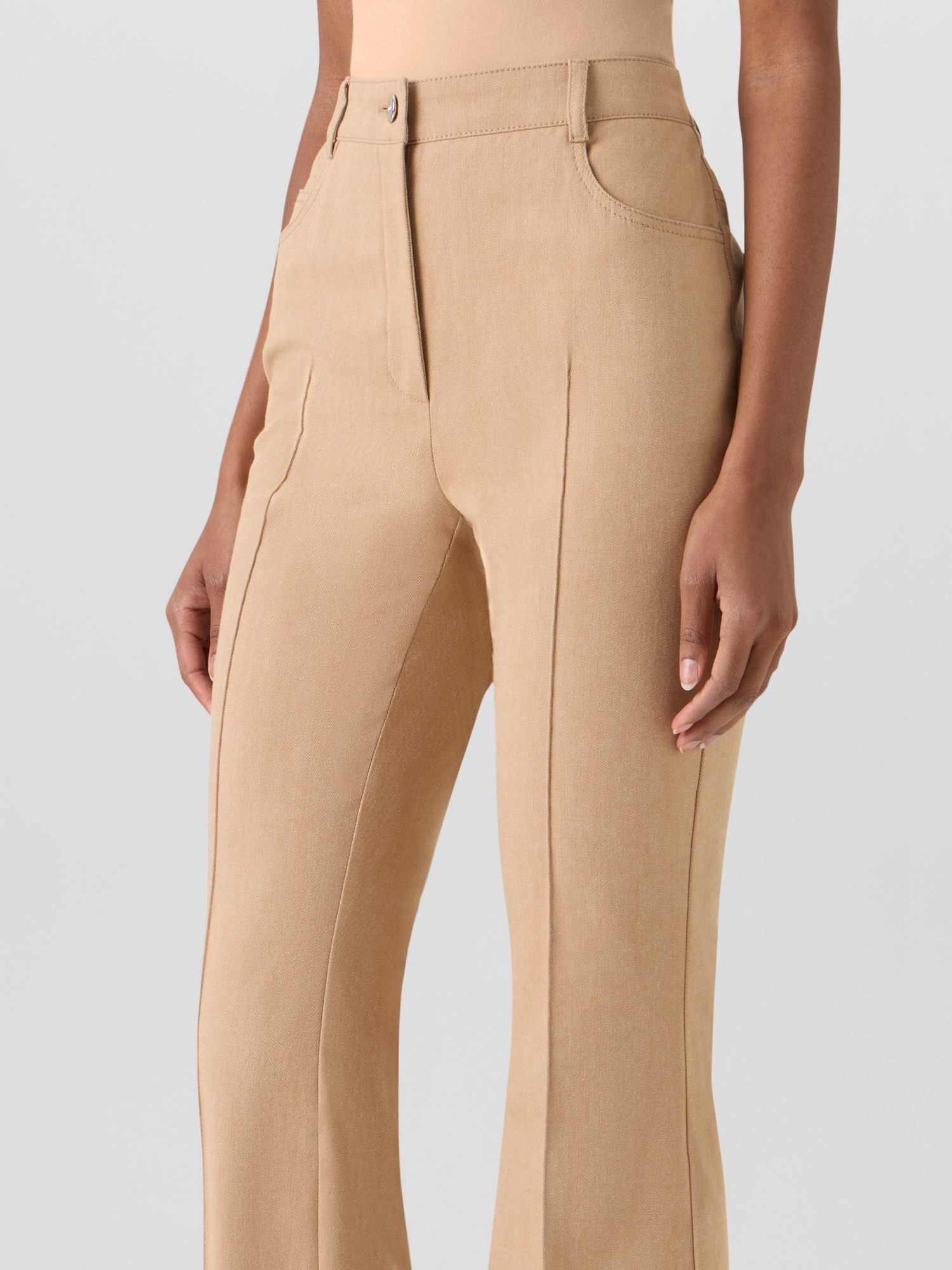 Designer Farid Bootcut Hose aus Stretch-Baumwoll-Denim - Beige 