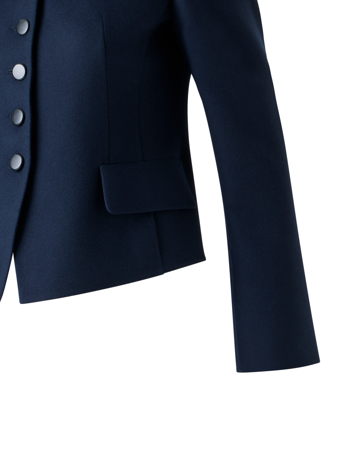 Designer Kurze Taillierte Wollflanell Doubleface Jacke - Dunkelblau - Blau