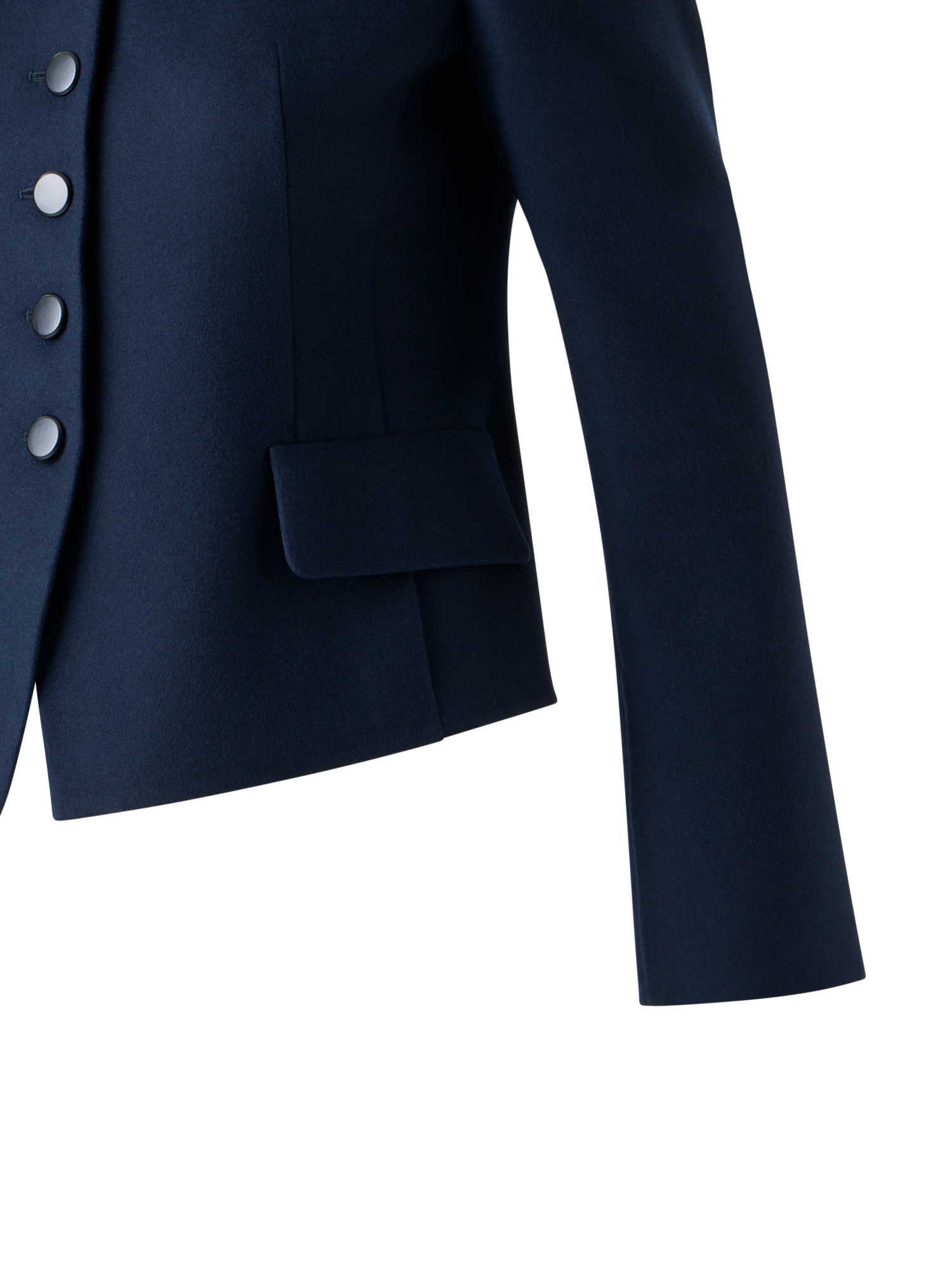 Designer Kurze Taillierte Wollflanell Doubleface Jacke - Dunkelblau - Blau