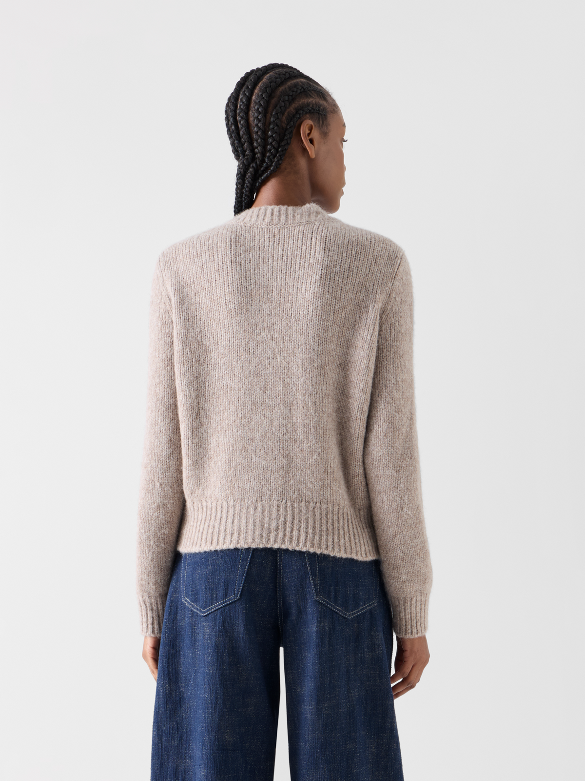 Designer Cardigan aus flauschigem Alpaka - Beige 