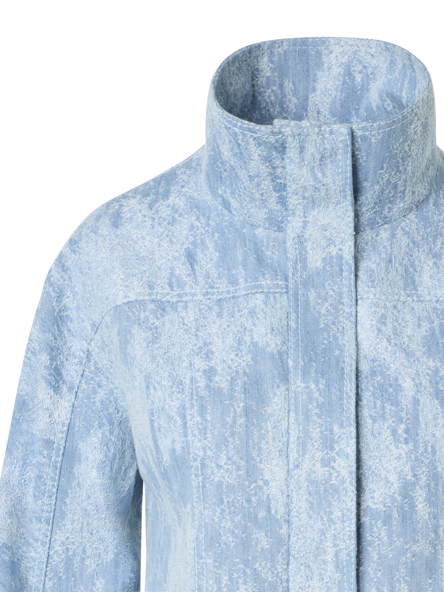 Designer Taillierte Cropped-Jacke aus Jacquard-Denim - Blau