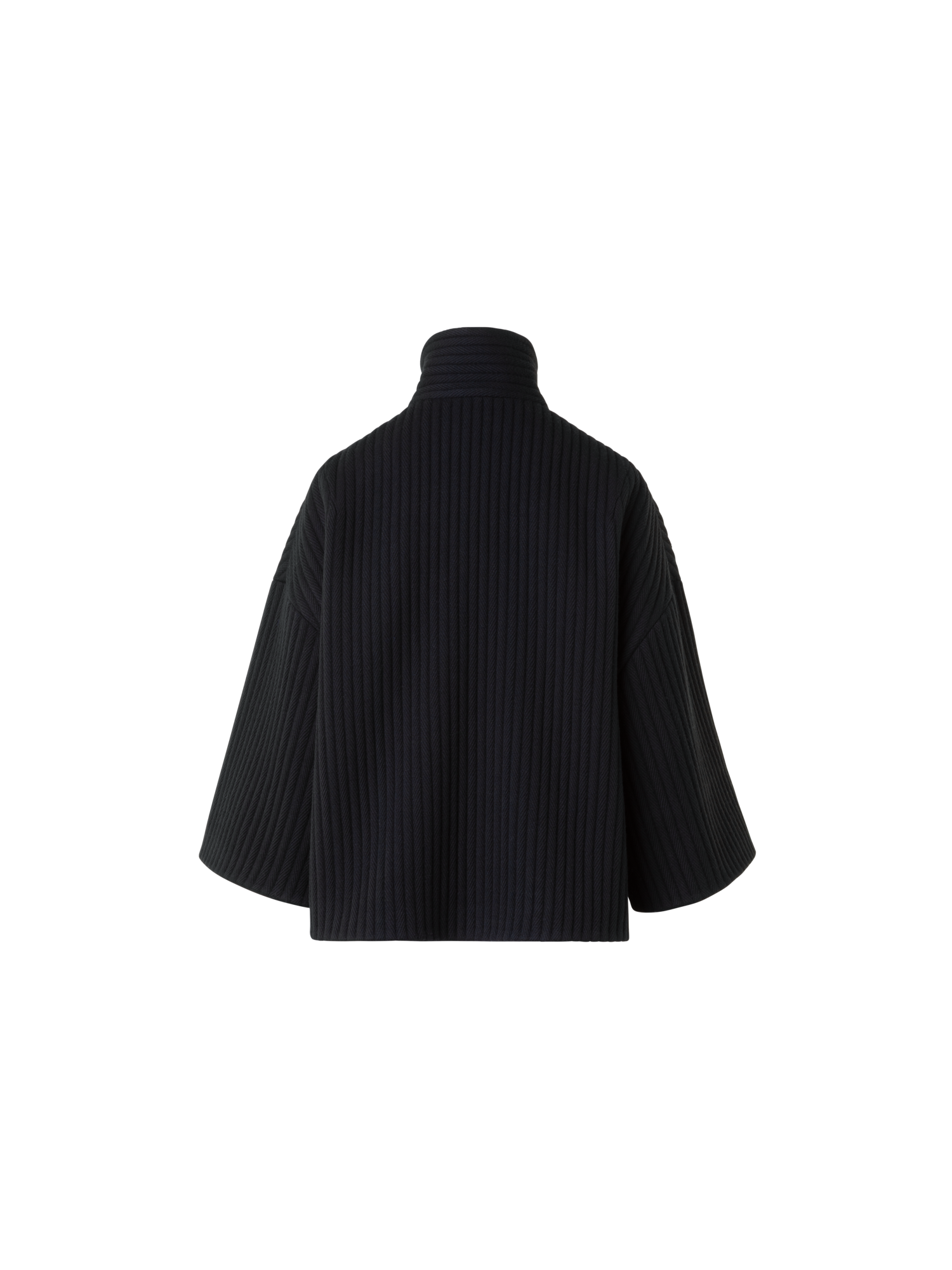 Designer Boxy Strukturkord  Wolle Kaschmir Jacke - Schwarz