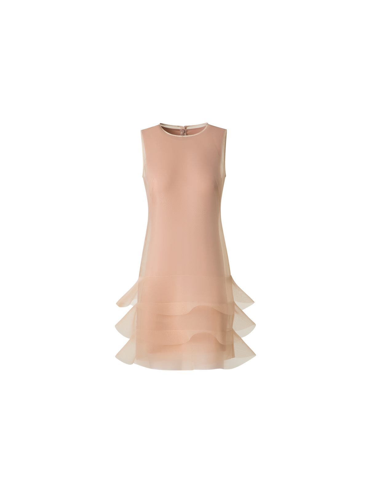 Designer Organza-Minikleid mit Wellen - Beige