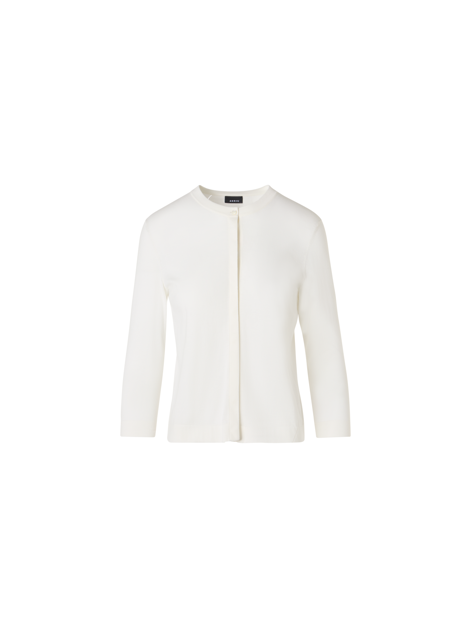 Designer Langärmelige Strickjacke aus Sea-Island-Baumwolle - Ecru