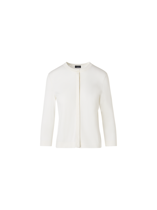 Designer Langärmelige Strickjacke aus Sea-Island-Baumwolle - Ecru