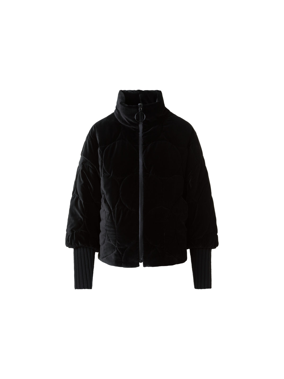 Designer Signature Punktestepp Samt Jacke - Schwarz