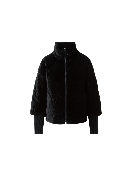 Designer Signature Punktestepp Samt Jacke - Schwarz