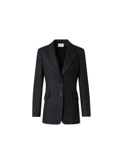 Designer Winterlicher Wollflanell Blazer - Grau