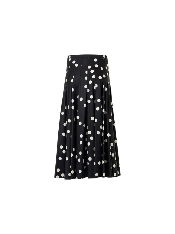 Designer Ausgestellter Midirock aus Baumollsatin - Schwarz