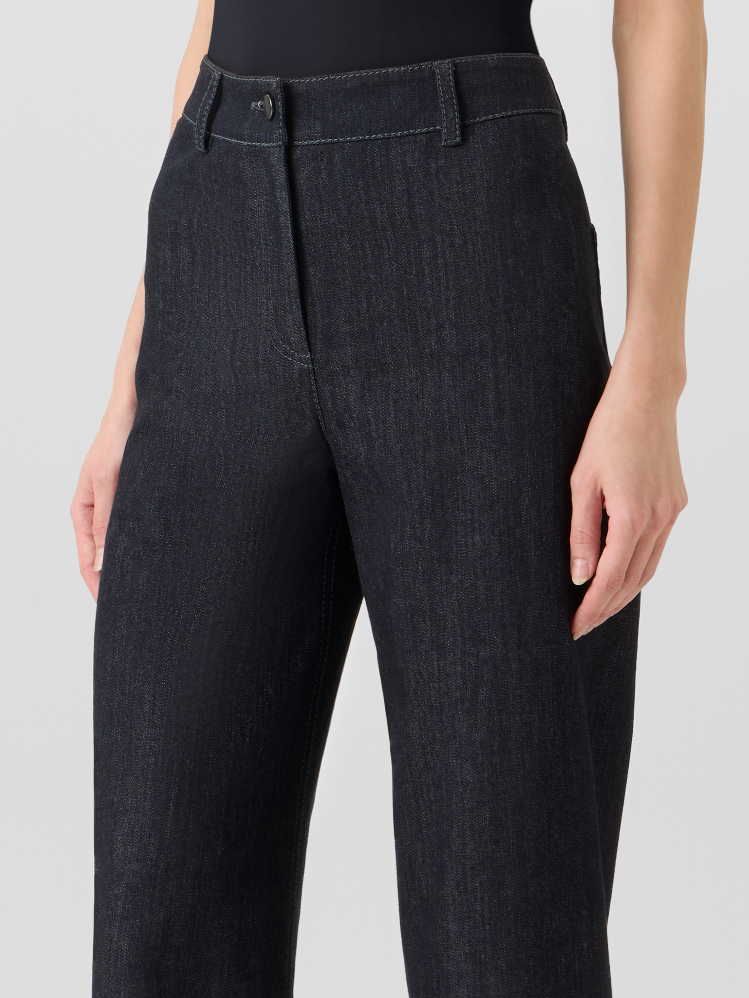 Designer Caia Straight-Leg Hose aus Hochstretch-Baumwoll-Denim - Schwarz 