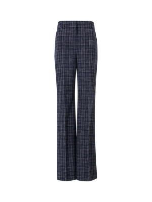 Designer Florine Weite Gerade Hose aus Woll-Viskose-Mischgewebe - Dunkelblau