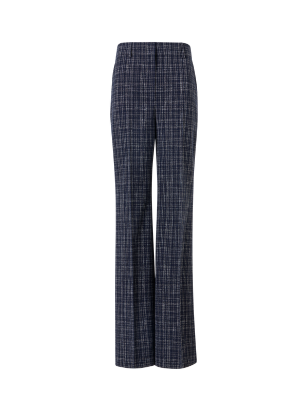 Designer Florine Weite Gerade Hose aus Woll-Viskose-Mischgewebe - Dunkelblau