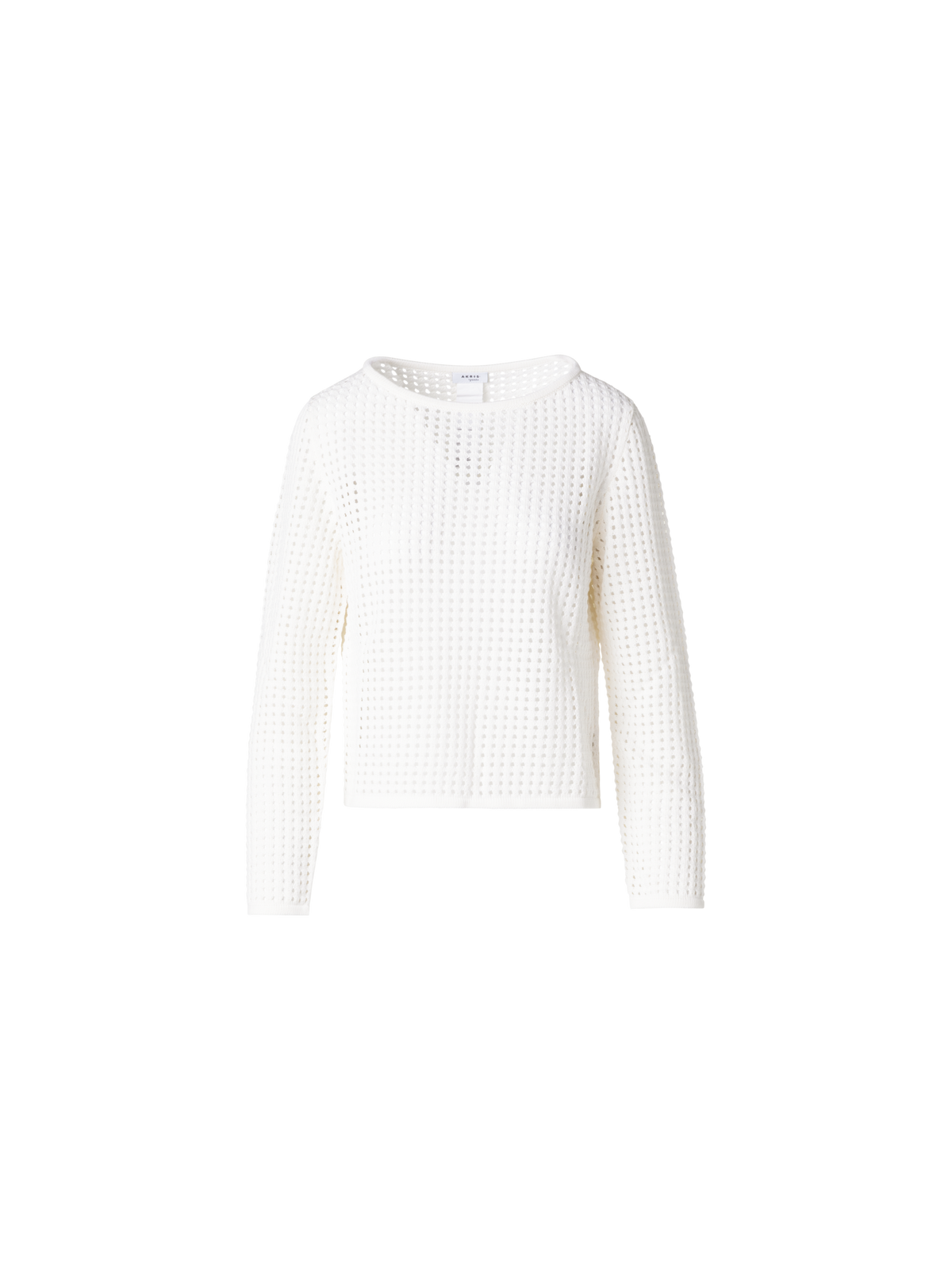 Designer Strickpullover aus grobem Baumwollmesh - Ecru - Weiss