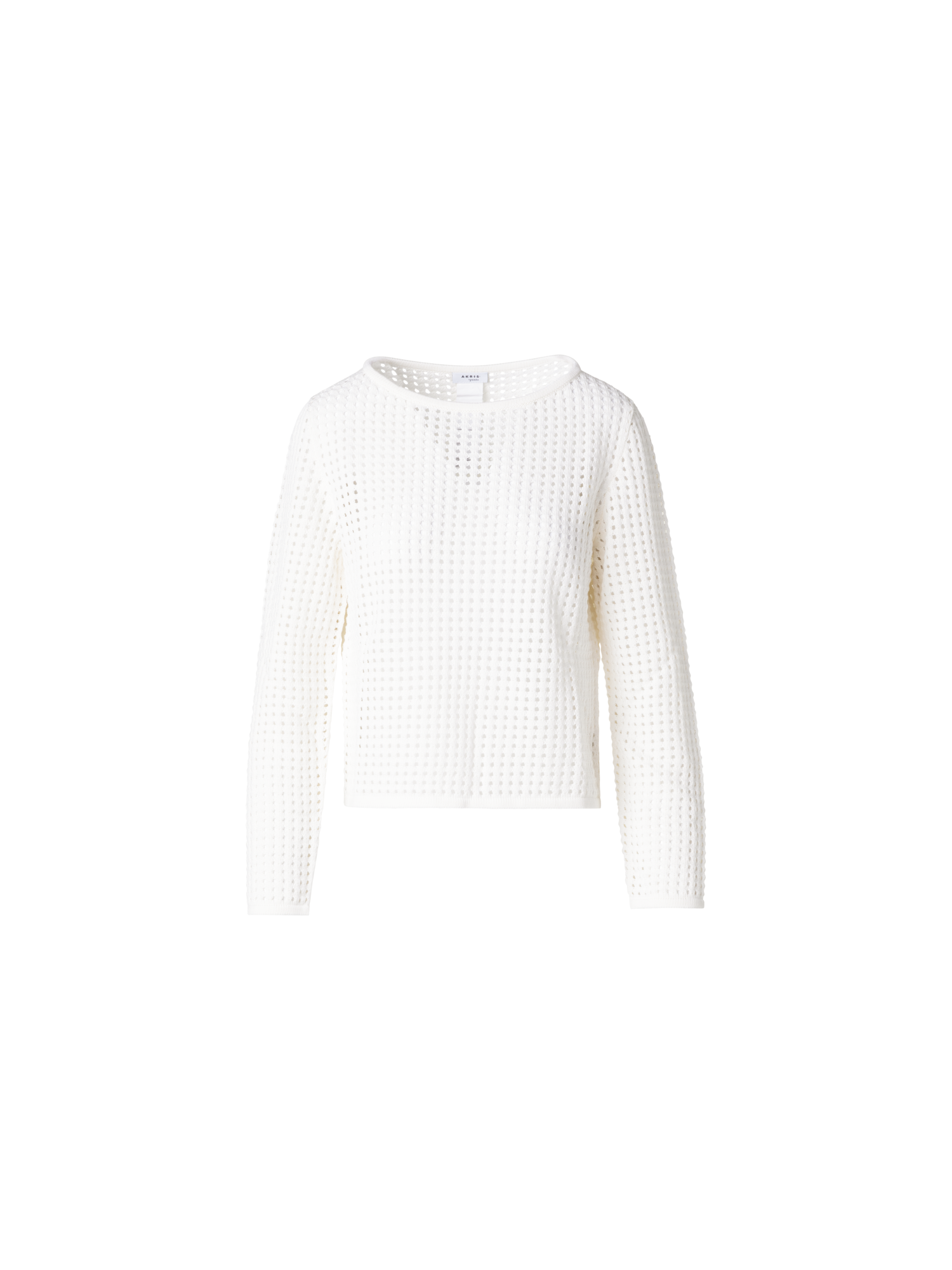 Designer Strickpullover aus grobem Baumwollmesh - Ecru - Weiss