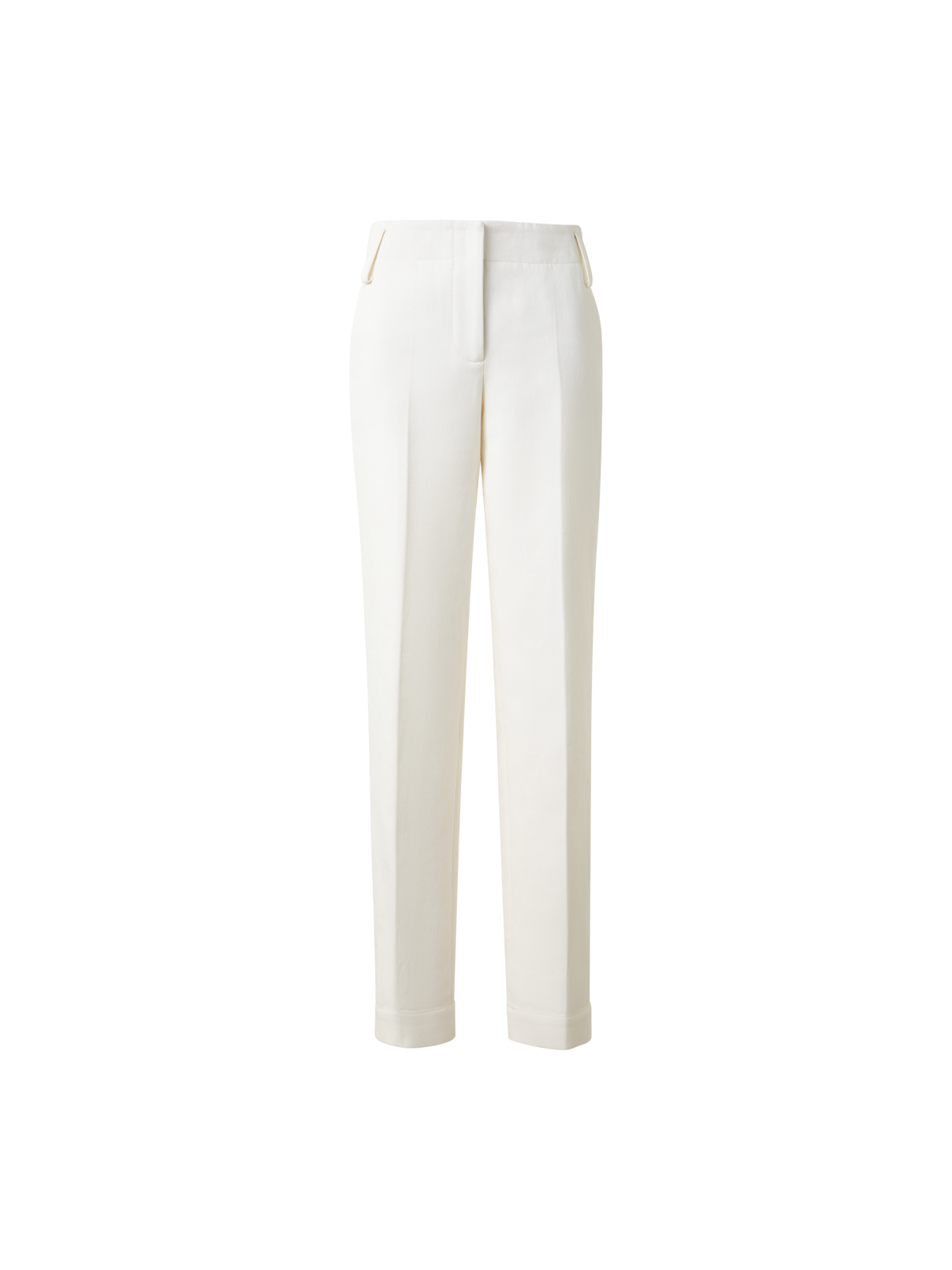 Designer Cropped Hose aus Baumwoll-Gabardine-Stretch - Ecru - Weiss