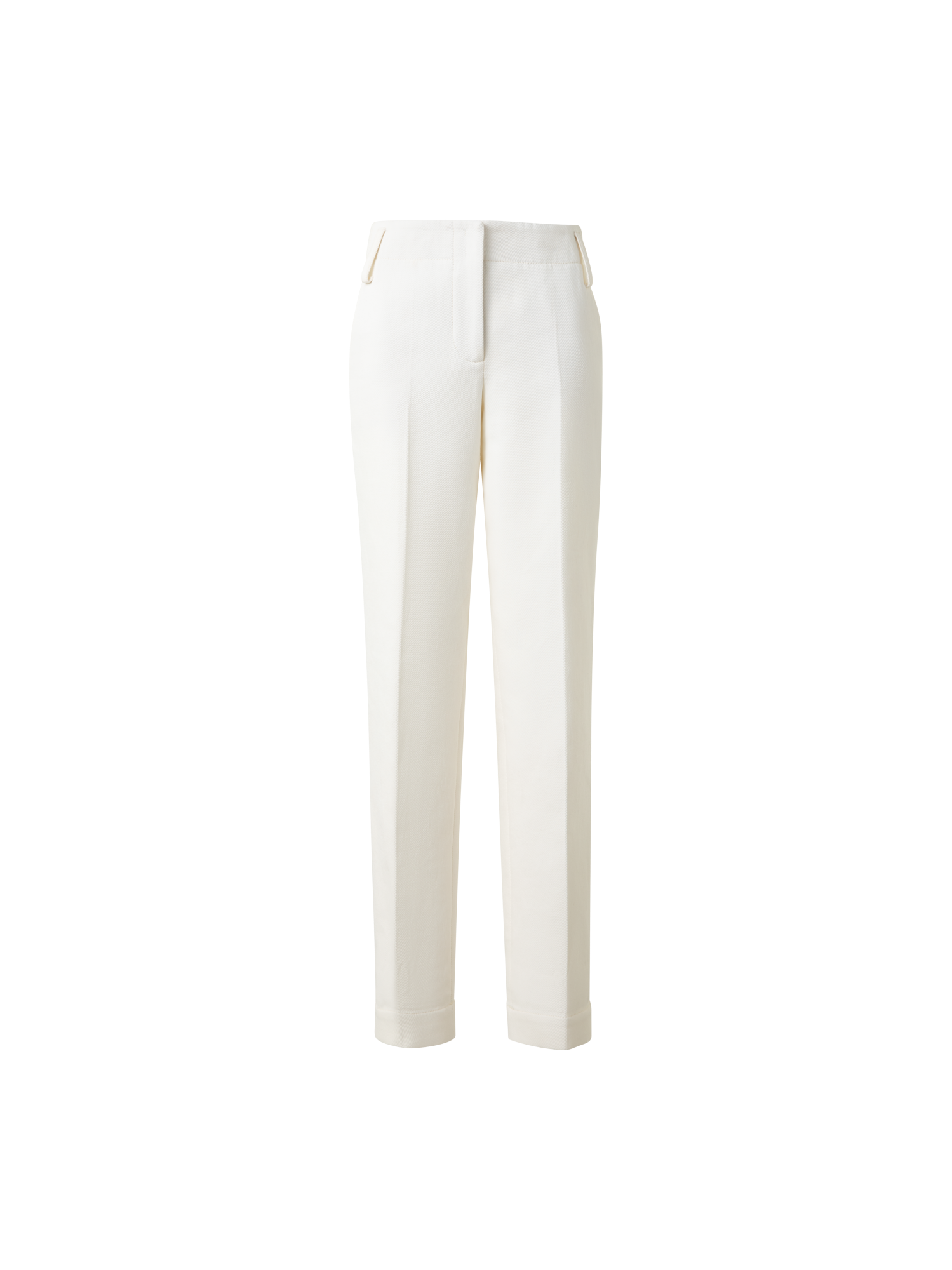 Designer Cropped Hose aus Baumwoll-Gabardine-Stretch - Ecru - Weiss