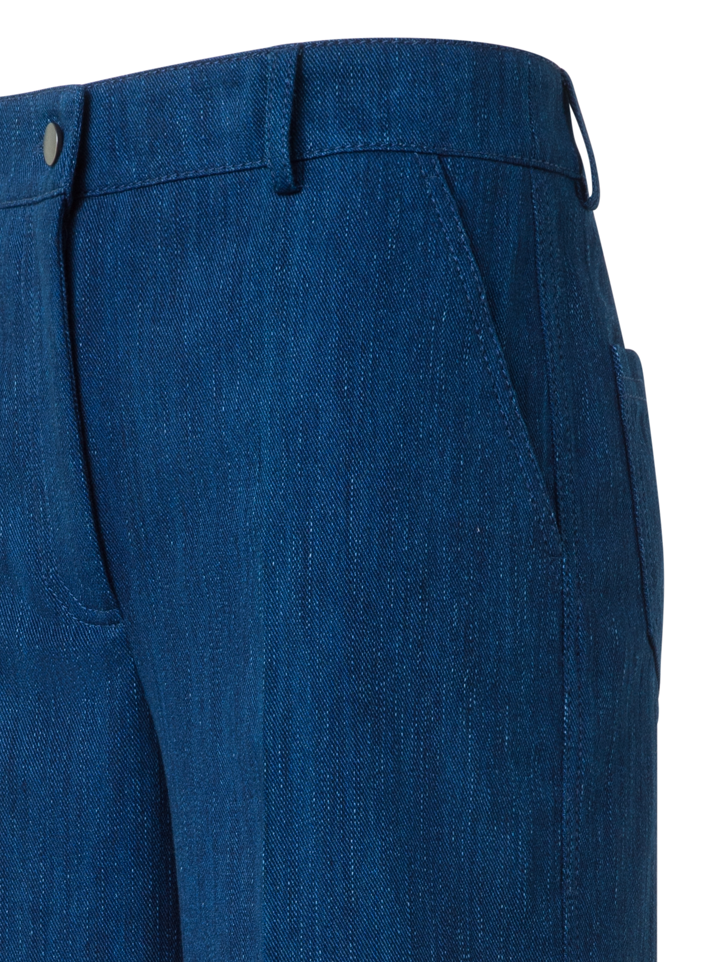 Designer Cropped Weite Baumwoll-Jeans - Blau