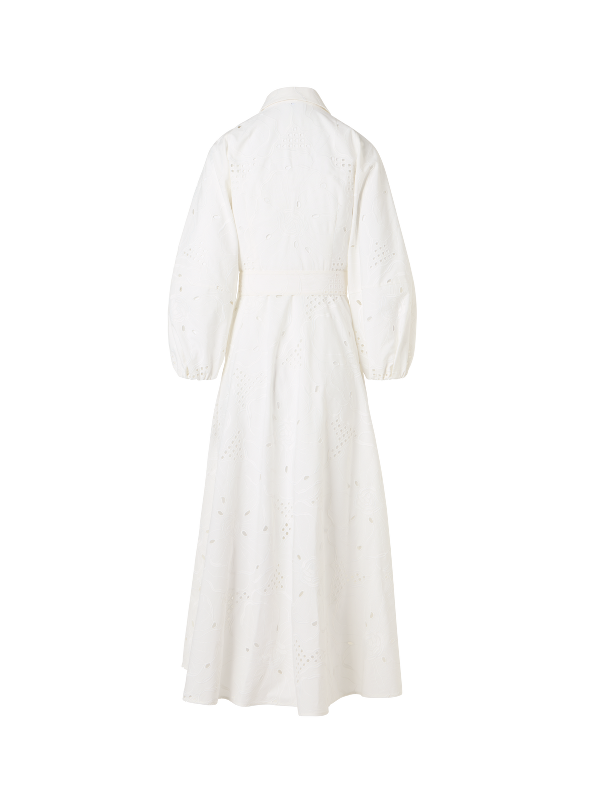 Designer Midikleid mit Blumen-Lochstickerei - Weiss