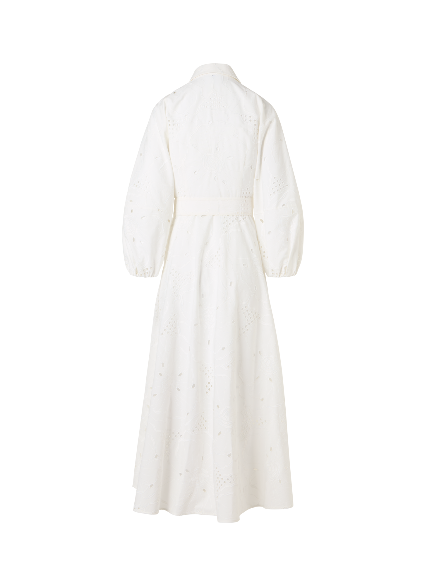 Designer Midikleid mit Blumen-Lochstickerei - Weiss