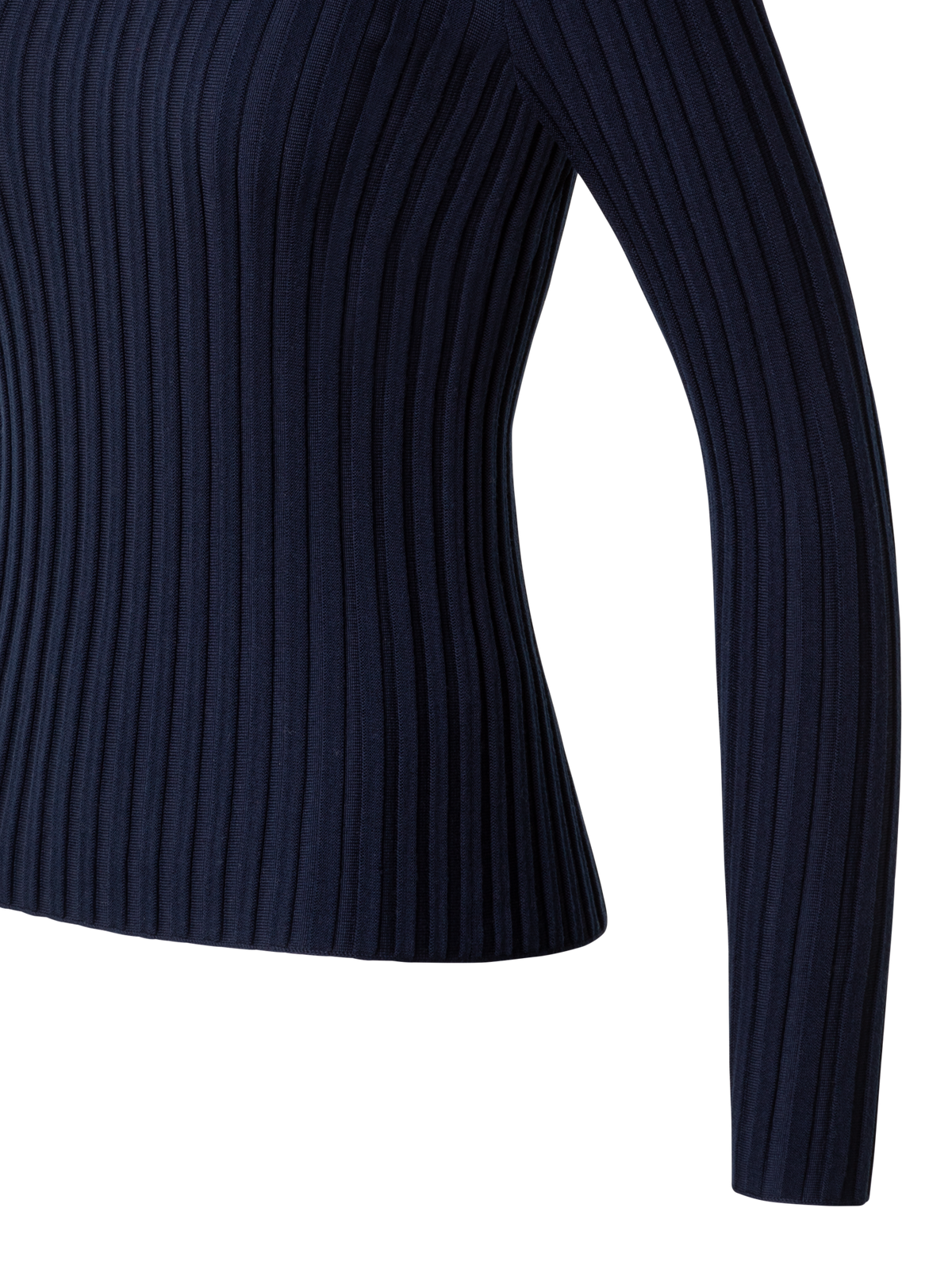 Designer Merino-Pullover mit strukturierten Streifen - Dunkelblau - Blau