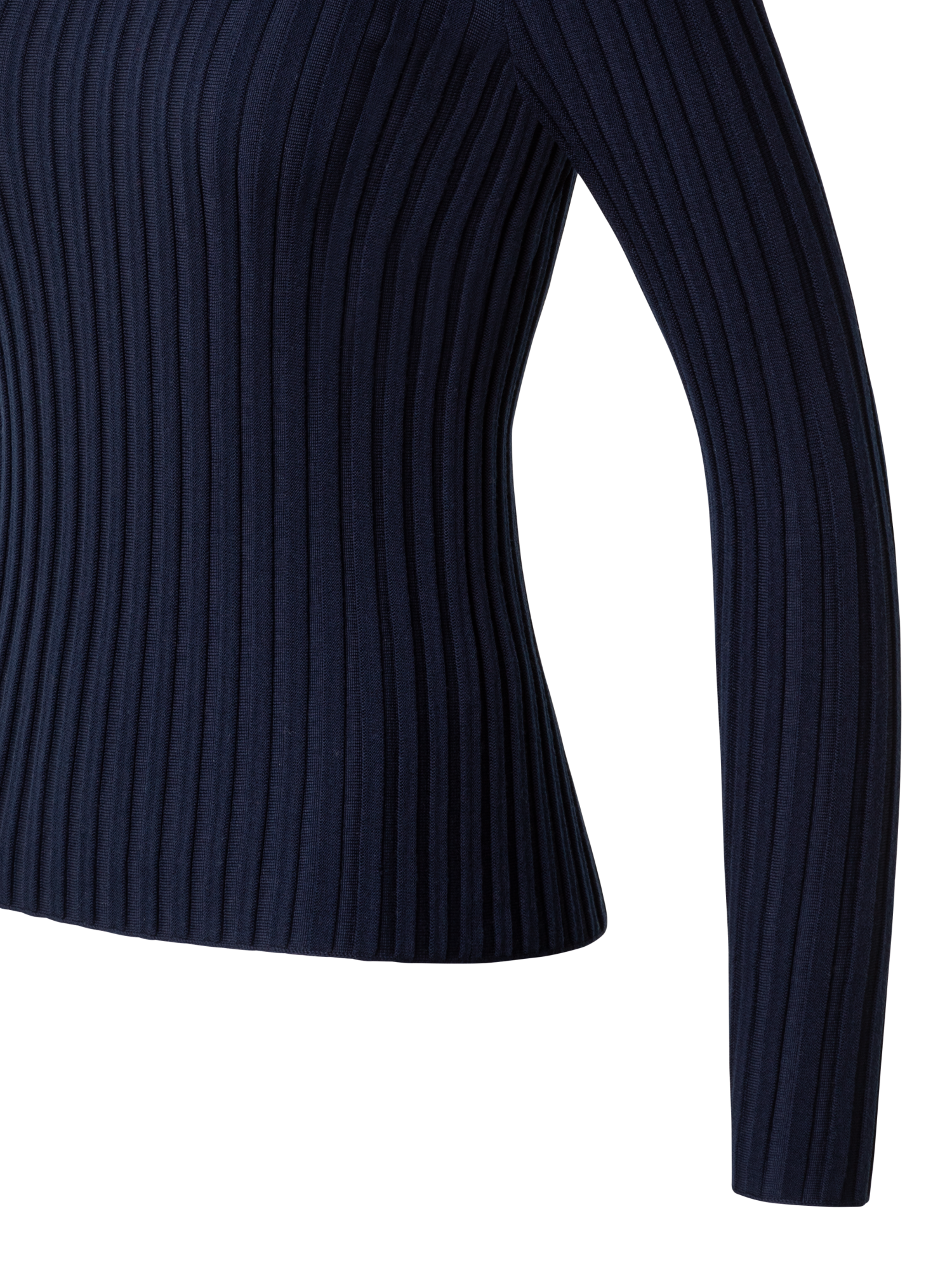 Designer Merino-Pullover mit strukturierten Streifen - Dunkelblau - Blau