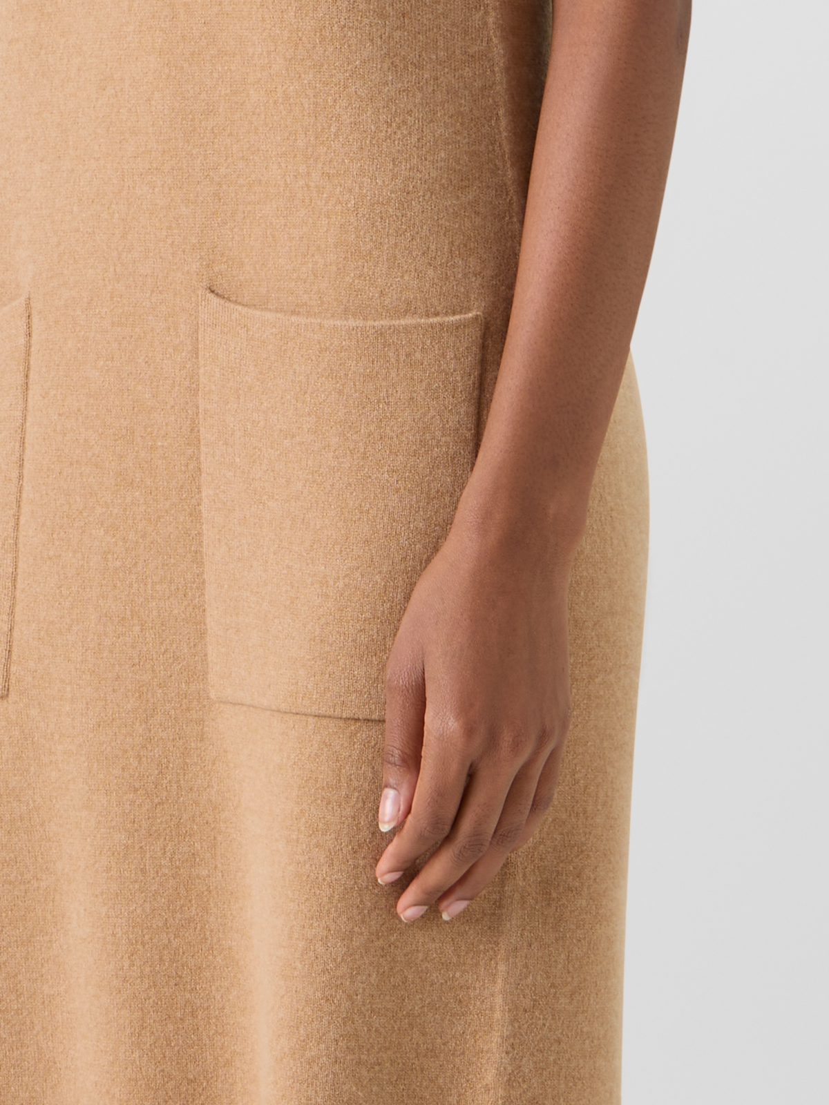 Designer Ärmelloses Strickkleid aus Kaschmir-Doubleface - Braun #editorial