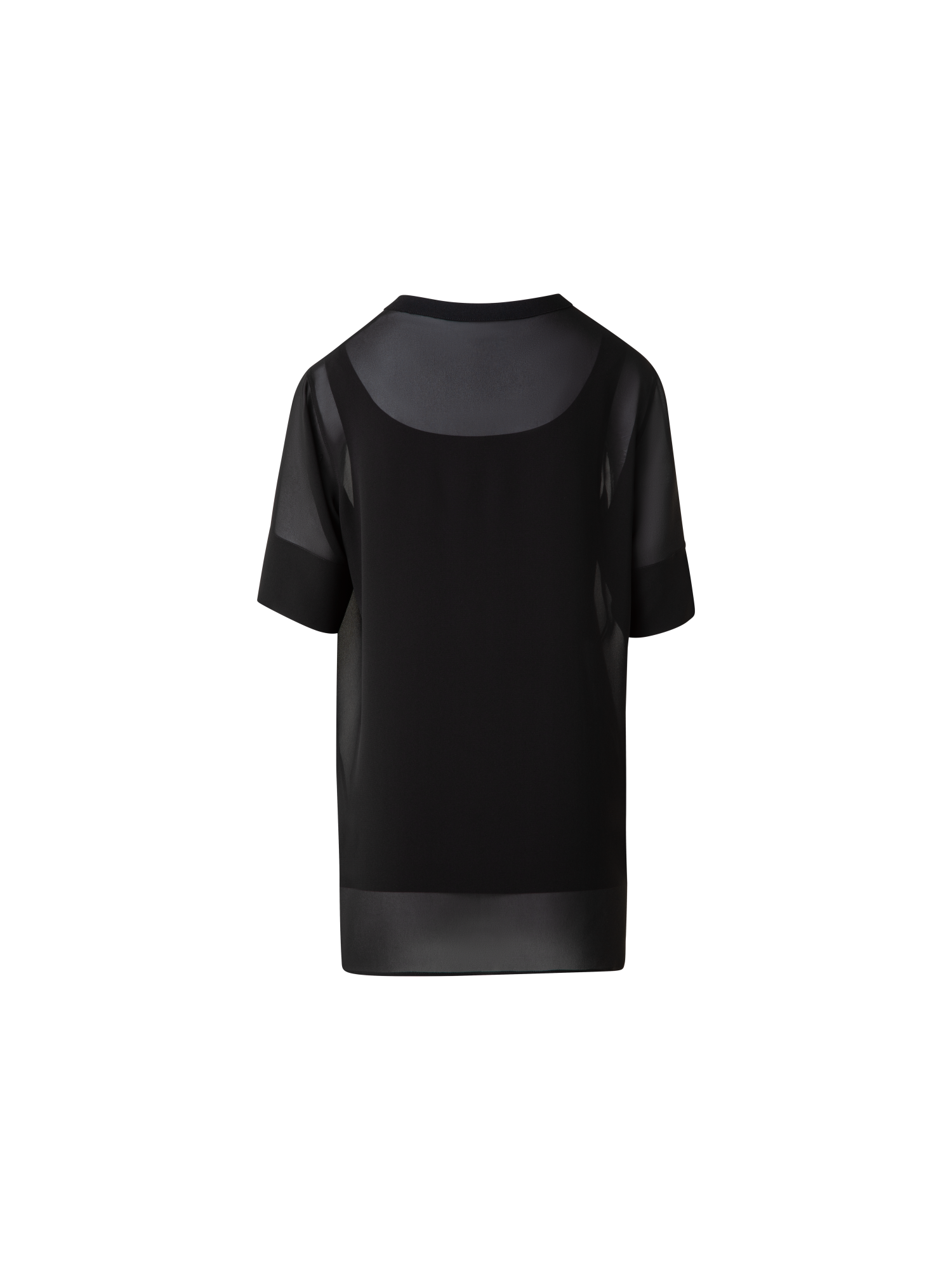 Designer Transparente Seiden-Tunikabluse - Schwarz