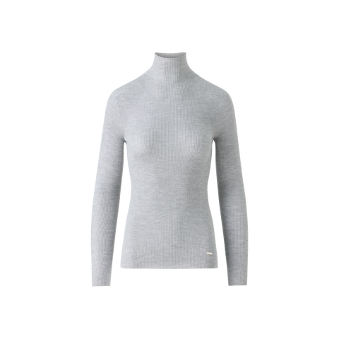 Kaschmir-Seiden-Strickpullover mit Stehkragen