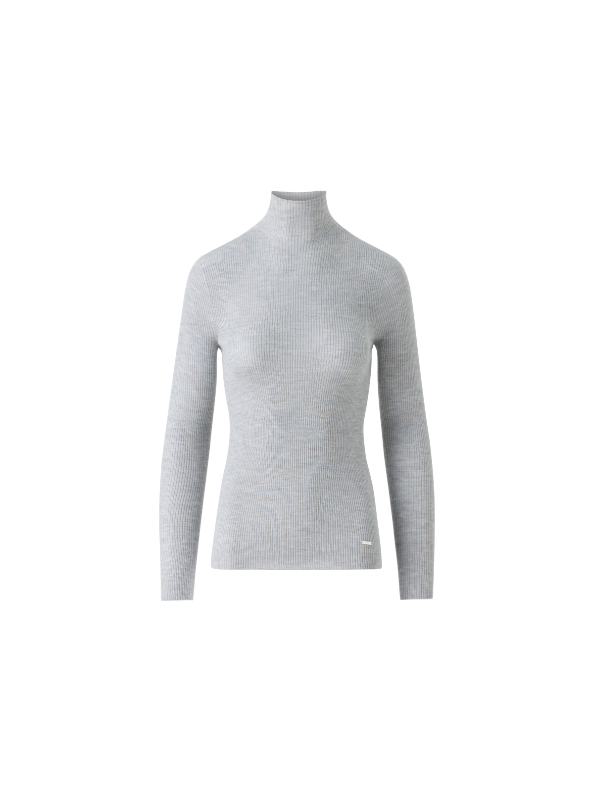 Designer Kaschmir-Seiden-Strickpullover mit Stehkragen - Grau