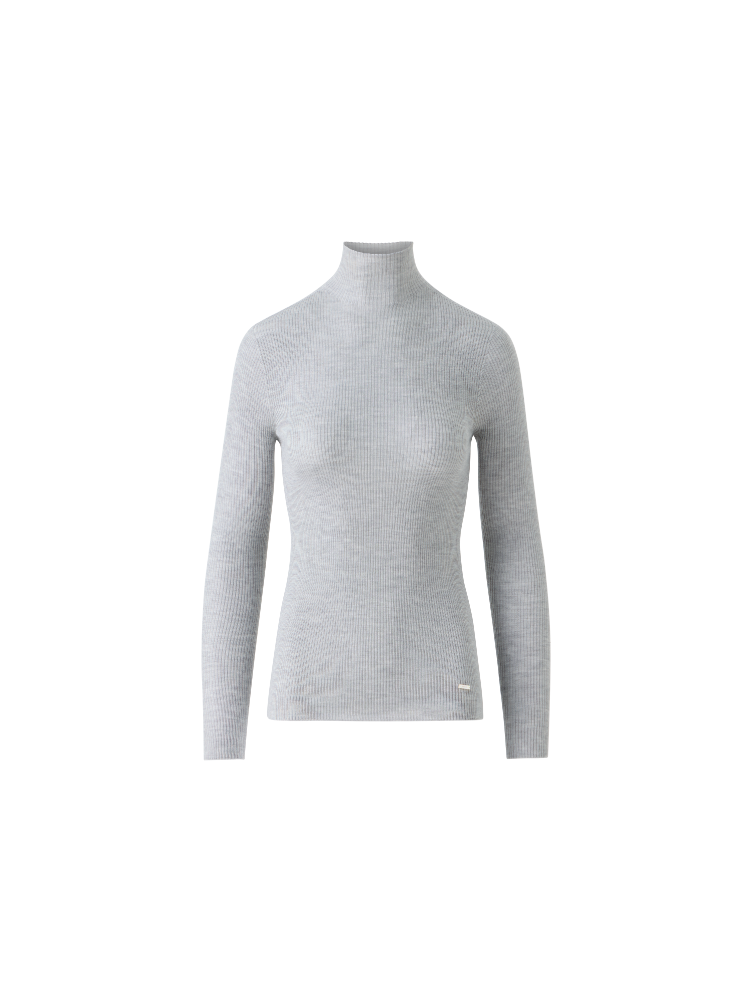 Designer Kaschmir-Seiden-Strickpullover mit Stehkragen - Grau