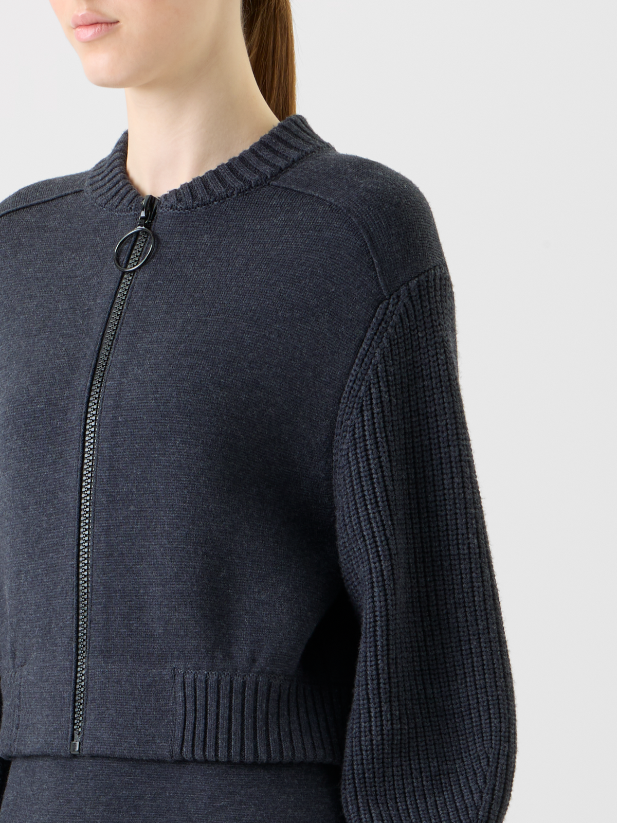 Designer Wolle Milano Strickblouson - Grau #editorial