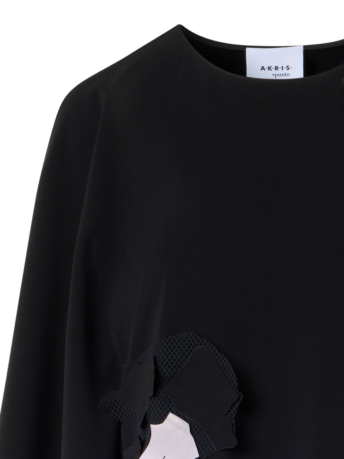 Designer Ärmelloses Midi-Kleid mit Papercut Flower Applikation - Schwarz