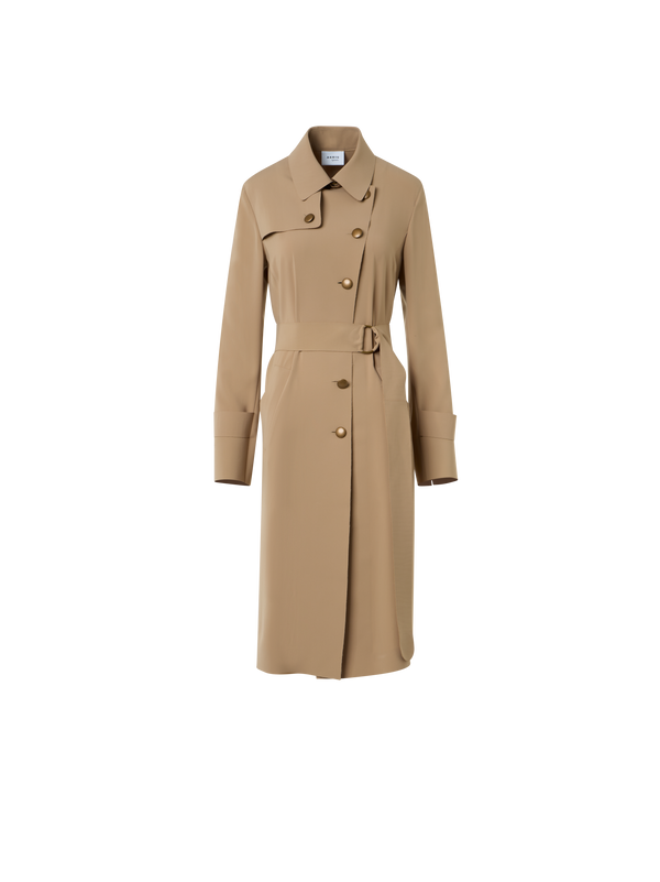 Designer Laser-Cut Trenchcoat aus Crêpe - Beige