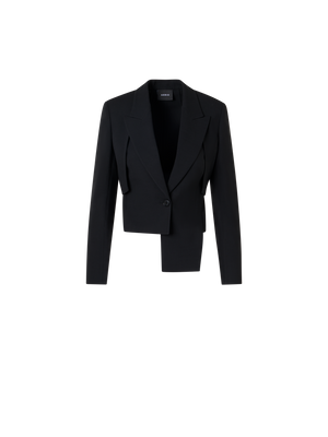 Designer Helline Asymmetrische Jacke mit abnehmbarem Bolero - Schwarz