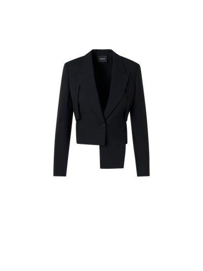Designer Helline Asymmetrische Jacke mit abnehmbarem Bolero - Schwarz