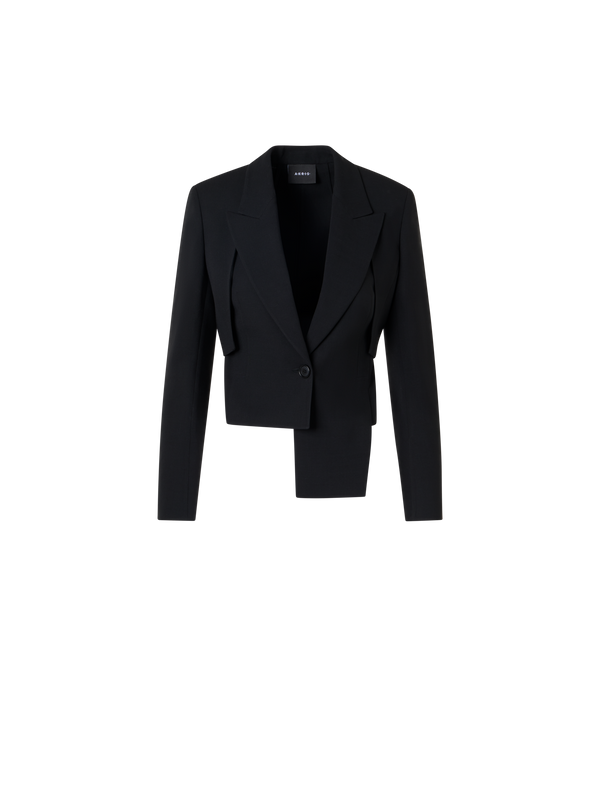Designer Helline Asymmetrische Jacke mit abnehmbarem Bolero - Schwarz