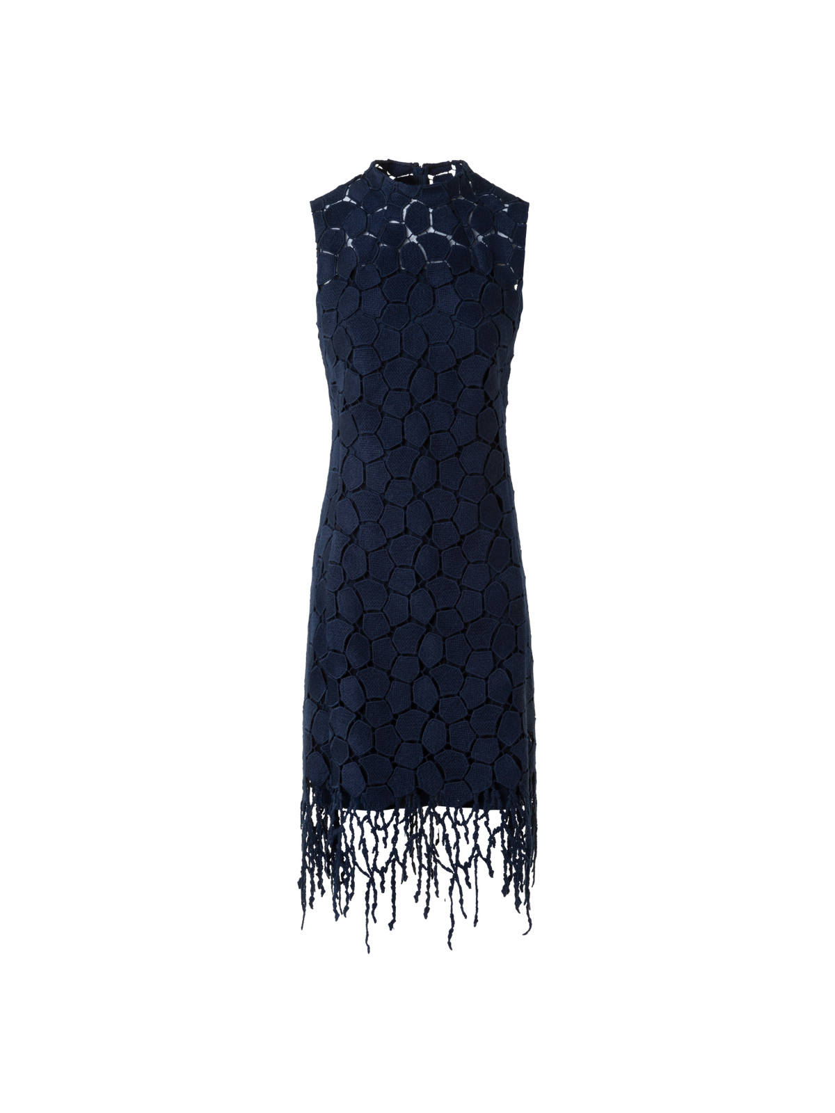 Designer Fringe Sheath Dress in Lapis Lazuli Stickerei - Dunkelblau - Blau