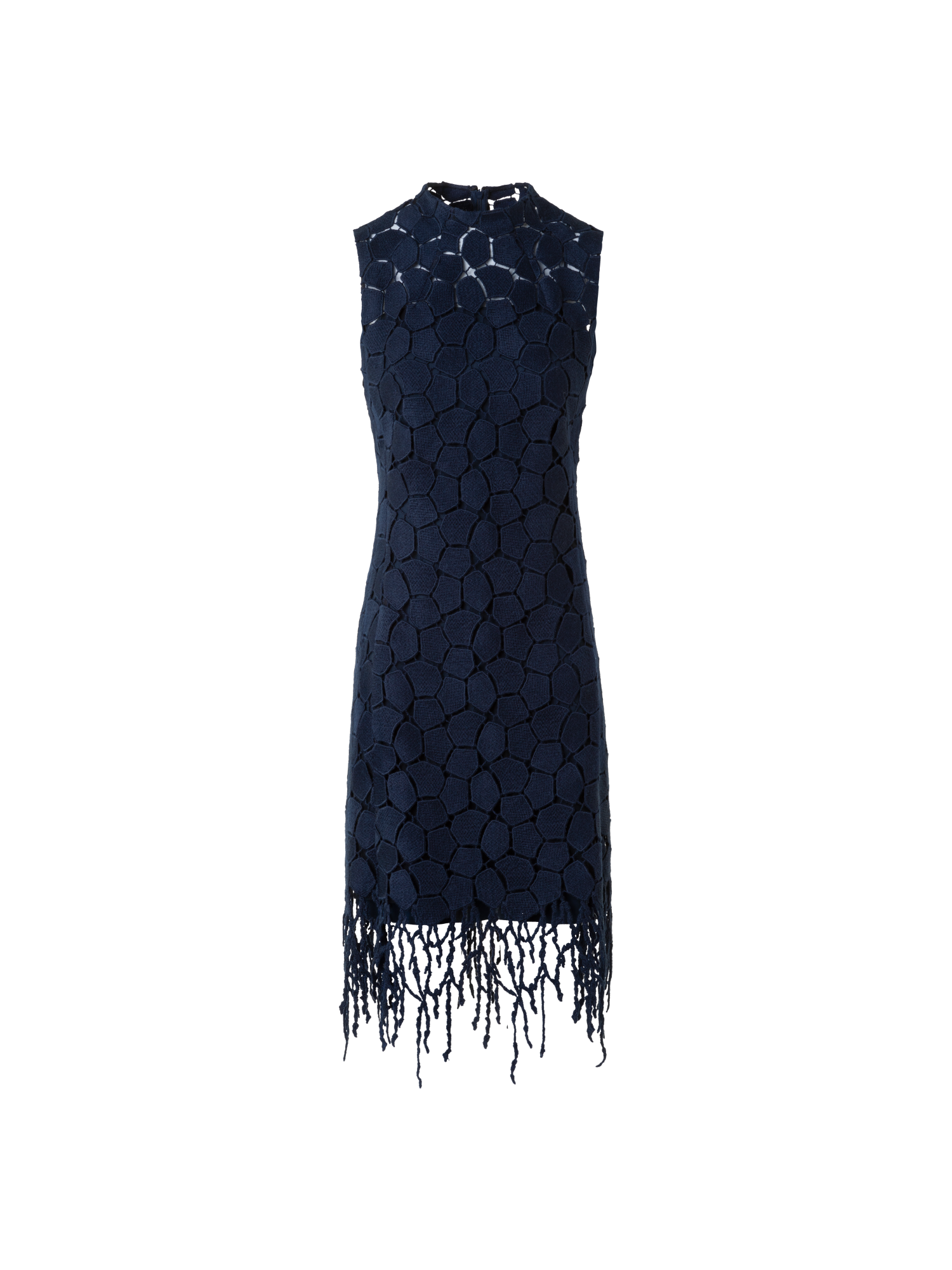 Designer Fringe Sheath Dress in Lapis Lazuli Stickerei - Dunkelblau - Blau