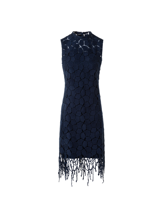 Designer Fringe Sheath Dress in Lapis Lazuli Stickerei - Dunkelblau - Blau