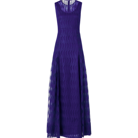 Ärmelloses Abendkleid mit High Plains Stickerei auf Tüll