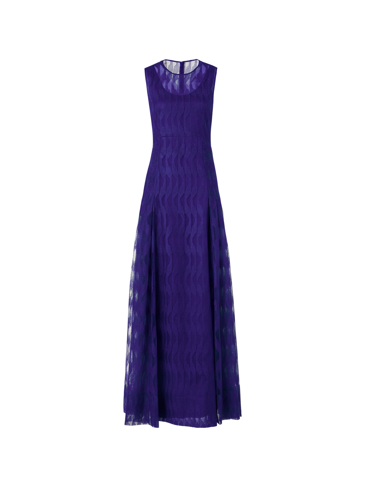 Designer Ärmelloses Abendkleid mit High Plains Stickerei auf Tüll - Violett