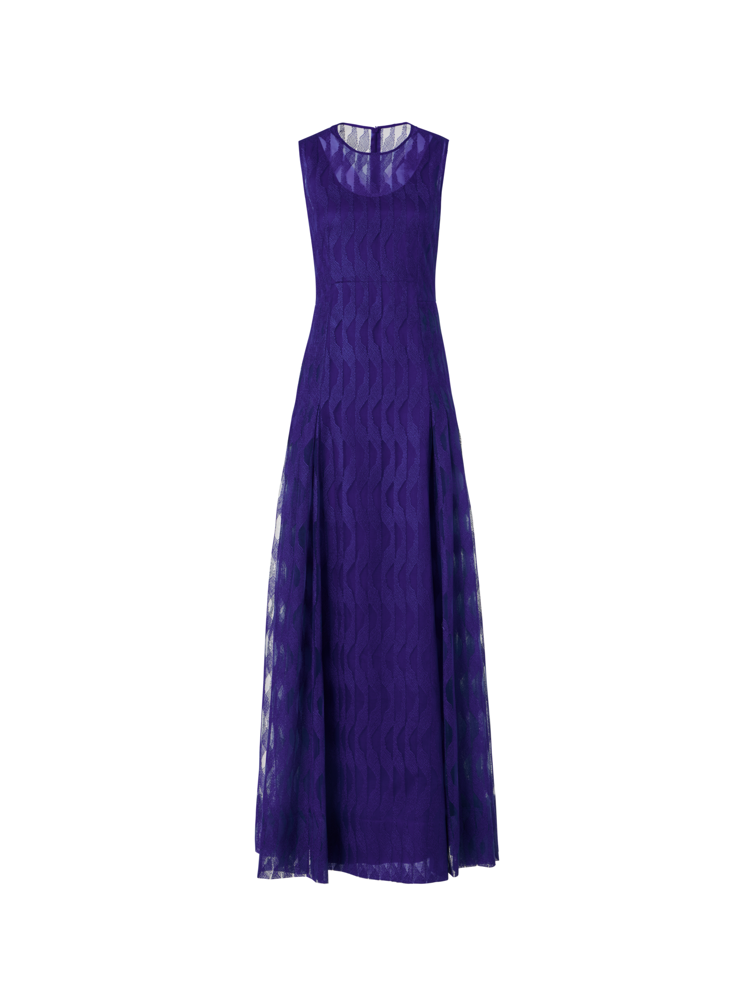 Designer Ärmelloses Abendkleid mit High Plains Stickerei auf Tüll - Violett