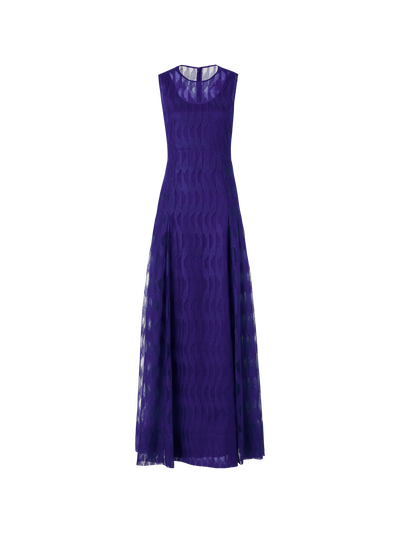 Designer Ärmelloses Abendkleid mit High Plains Stickerei auf Tüll - Violett
