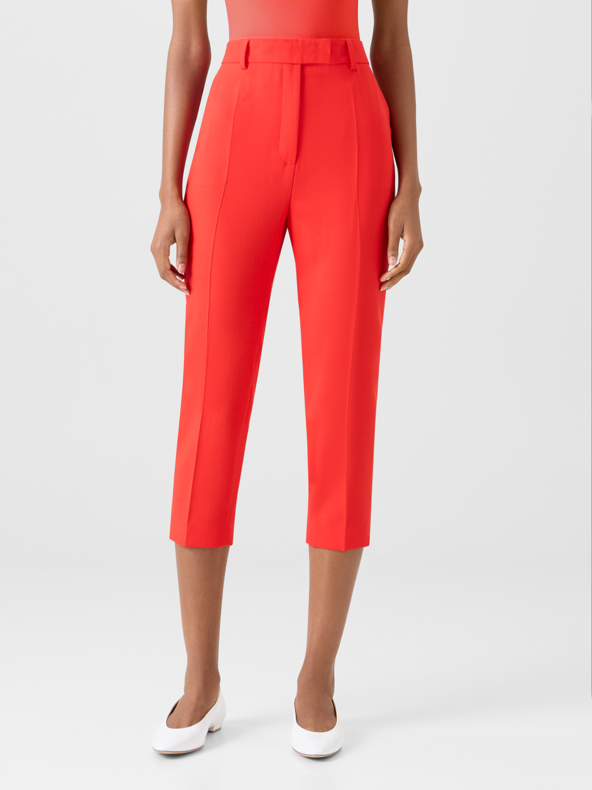 Designer Flavi schmale Caprihose aus Woll-Doubleface - Rot #editorial