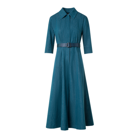 Midi-Hemdkleid aus Baumwoll-Denim